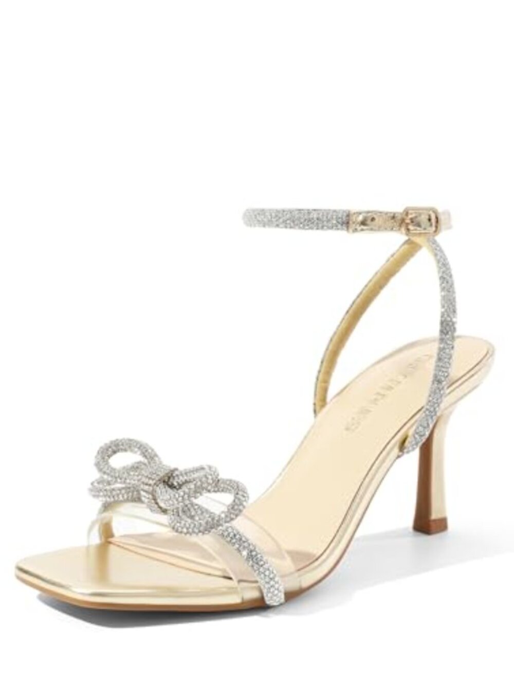 Women's Rhinestone Ankle Strap Heeled Sandals Square Toe Party Wedding